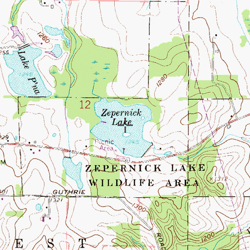 Topographic Map of Zepernick Lake, OH