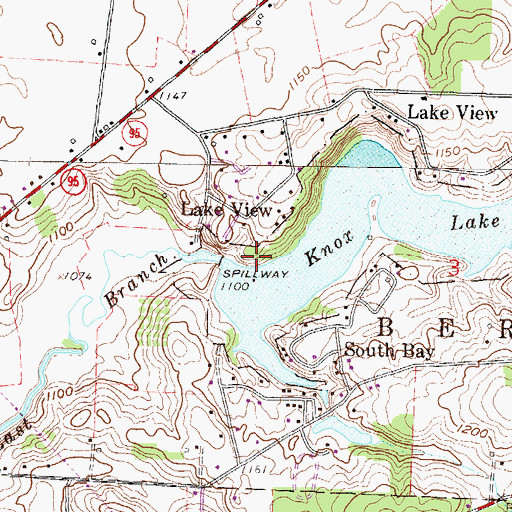 Topographic Map of Knox Lake Dam, OH