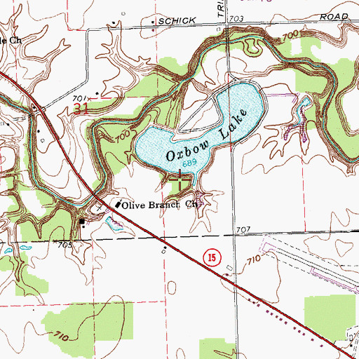 Topographic Map of Oxbow Lake Dam, OH