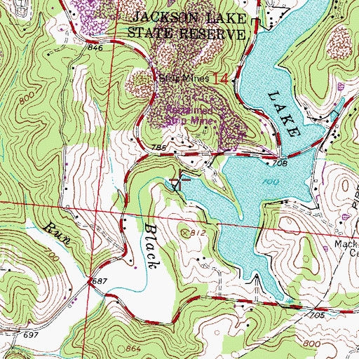 Topographic Map of Jackson Lake Dam, OH