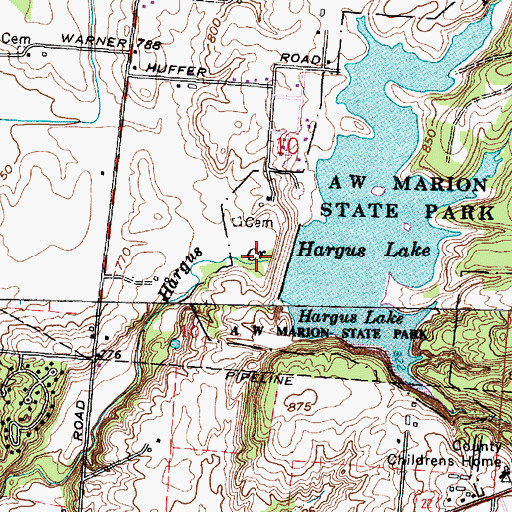 Topographic Map of Hargus Lake Dam, OH