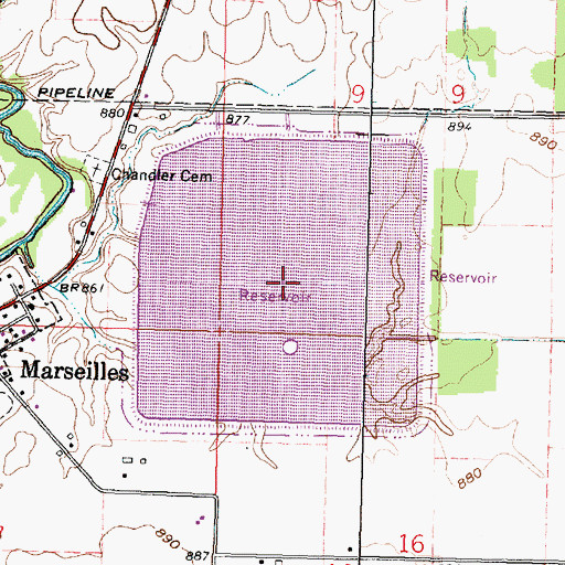 Topographic Map of Killdeer Upground Reservoir, OH