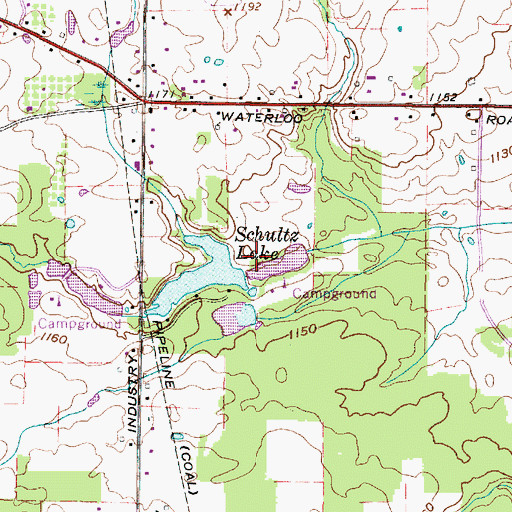 Topographic Map of Schultz Lake Dam, OH