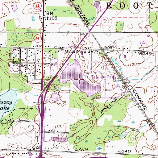 Topographic Map of Ohio Farmettes Lake, OH