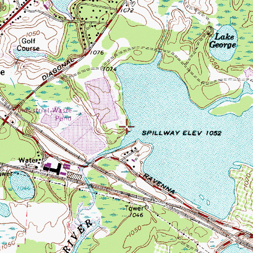 Topographic Map of Lake Rockwell Dam, OH