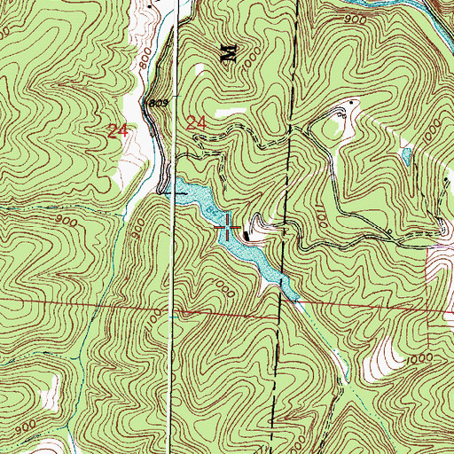 Topographic Map of Benua Lake, OH