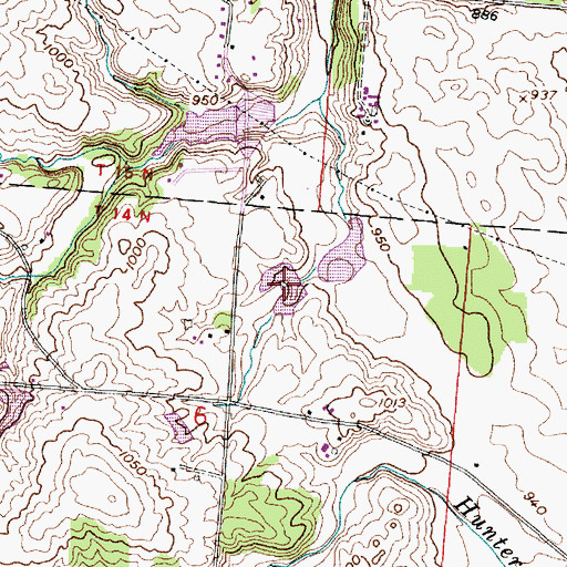 Topographic Map of Hunters Run Conservation District Structure Reservoir, OH
