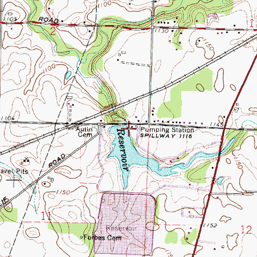Topographic Map of Amann Reservoir Dam, OH
