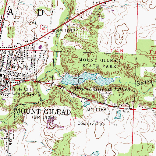Topographic Map of Mount Gilead Lower Lake, OH