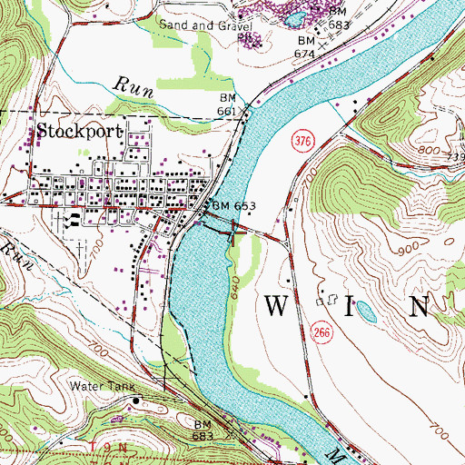 Topographic Map of Muskingum River Lock and Dam Number Six, OH