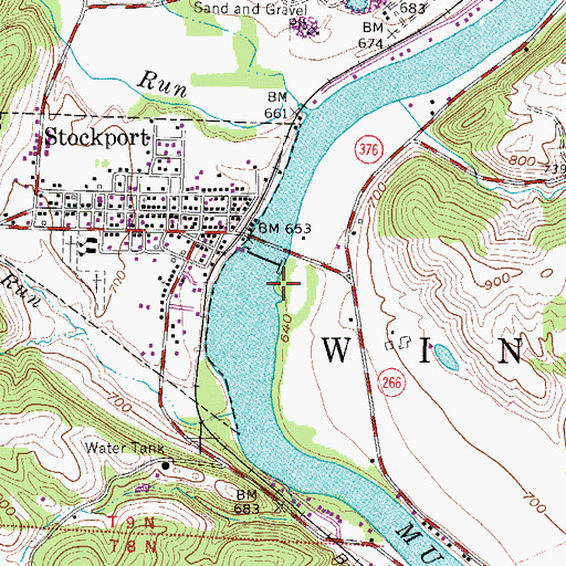 Topographic Map of Muskingum River Lock and Dam Number, OH