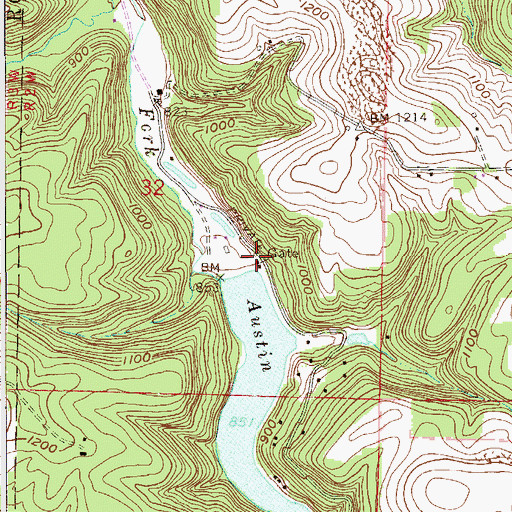Topographic Map of Lake Austin Dam, OH