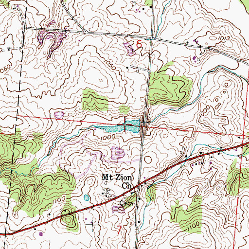 Topographic Map of Hunters Run Conservation District Structure Reservoir, OH