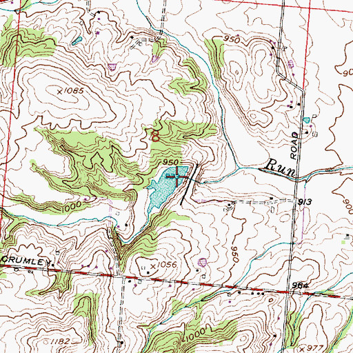 Topographic Map of Hunters Run Conservation District Structure Two Dam, OH
