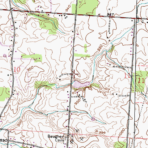 Topographic Map of Hunters Run Conservation District Structure Five Dam, OH