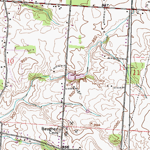 Topographic Map of Hunters Run Conservation District Structure Reservoir, OH