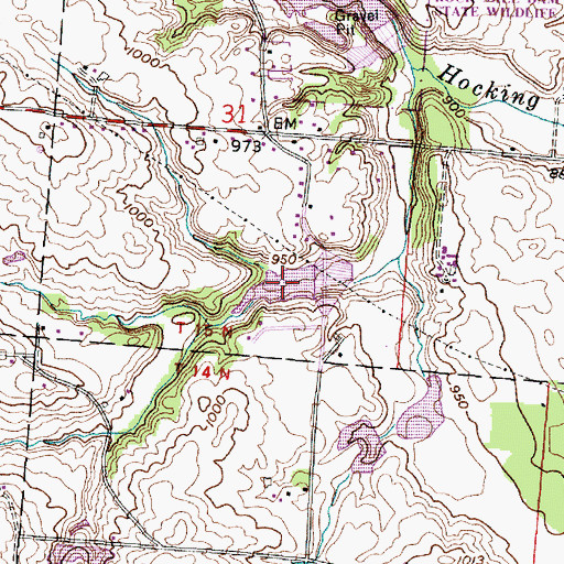 Topographic Map of Hunters Run Conservation District Structure Reservoir, OH