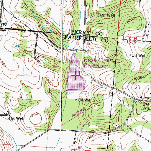 Topographic Map of Rush Creek Conservation District Structure Reservoir, OH