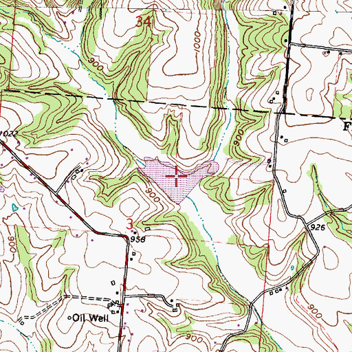 Topographic Map of Rush Creek Conservation District Structure Reservoir, OH