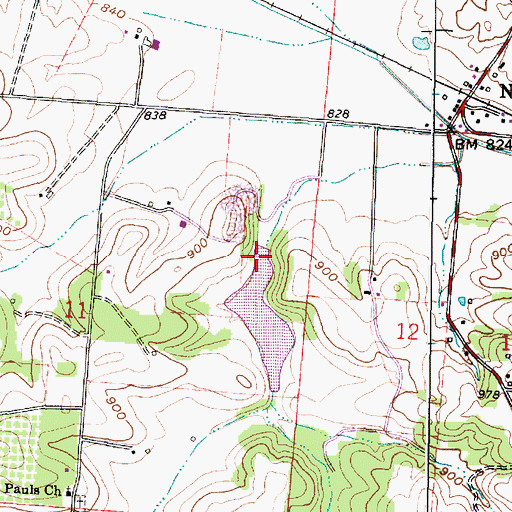 Topographic Map of Rush Creek Conservation District Structure 7d Dam, OH