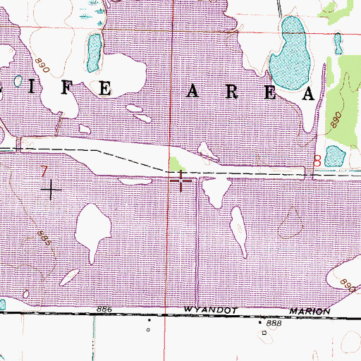 Topographic Map of Killdeer Wildlife Pond Number One, OH