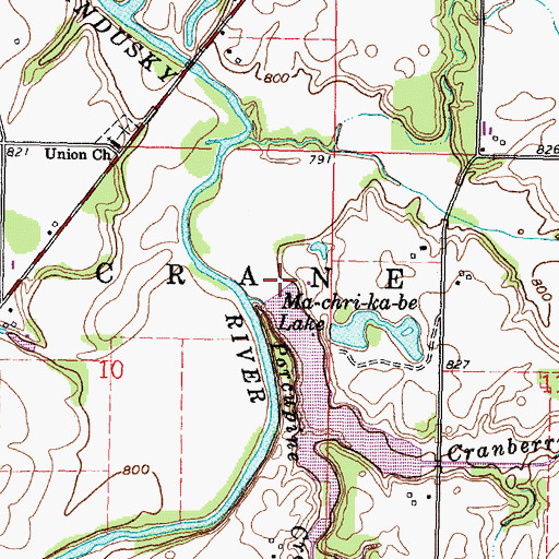 Topographic Map of Ellis Lake Dam, OH