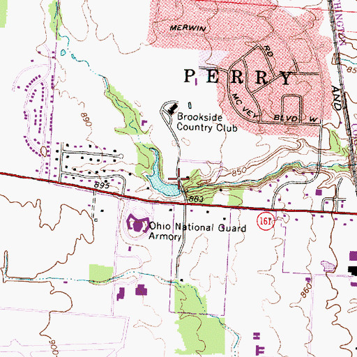 Topographic Map of Brookside Country Club Lake Dam, OH