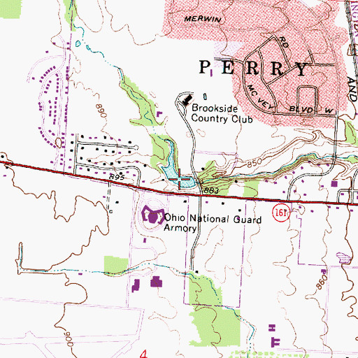 Topographic Map of Brookside Country Club Lake, OH