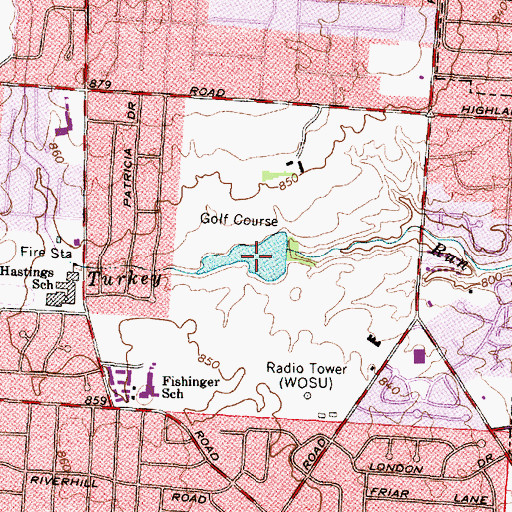 Topographic Map of Ohio State University Golf Course Lake, OH