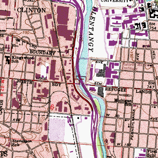Topographic Map of Fifth Avenue Low Head Reservoir, OH