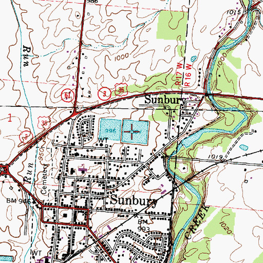 Topographic Map of Sunbury Upground Reservoir Number Two Dam, OH