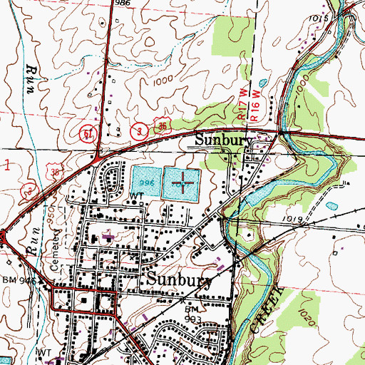 Topographic Map of Sunbury Upground Reservoir Number Two, OH