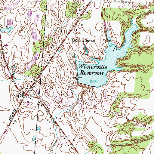 Topographic Map of Westerville Reservoir Dam, OH