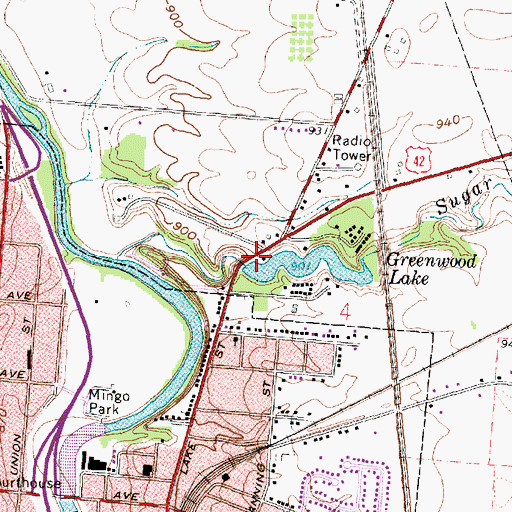 Topographic Map of Greenwood Lake Dam, OH