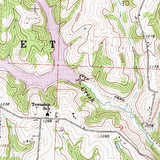 Topographic Map of Barnesville Reservoir Number Three Dam, OH