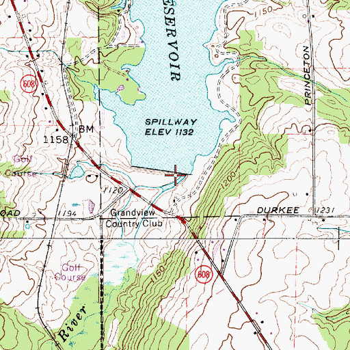 Topographic Map of East Branch Reservoir Dam, OH