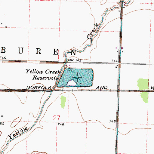 Topographic Map of Yellow Creek Reservoir, OH