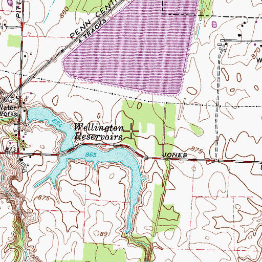 Topographic Map of Wellington Upground Reservoir, OH