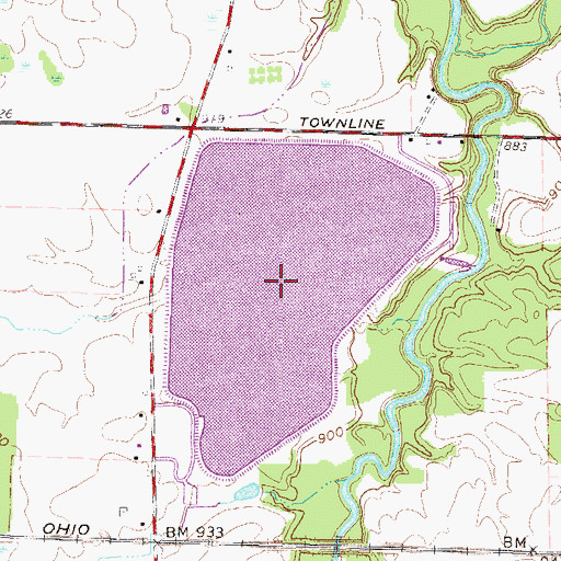 Topographic Map of Willard City Reservoir, OH