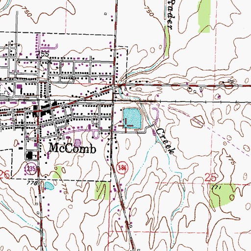 Topographic Map of McComb Upground Reservoir Number One Dam, OH