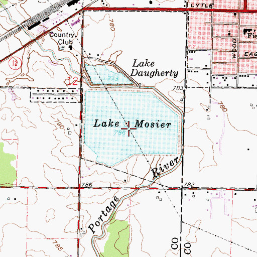 Topographic Map of Lake Mosier Upground Reservoir Dam, OH