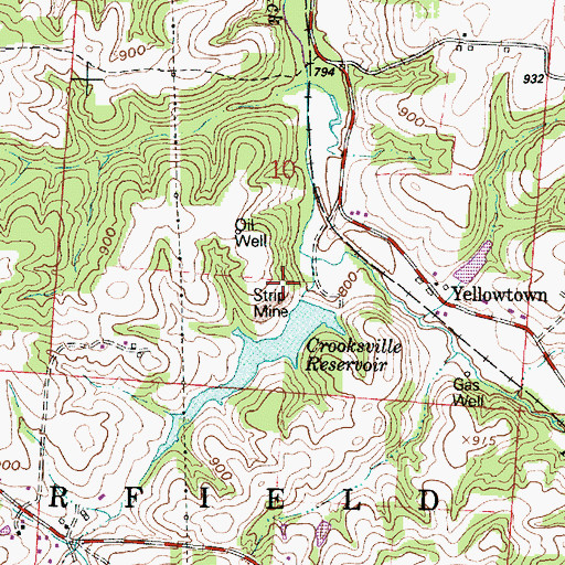Topographic Map of Crooksville Reservoir Number Three Dam, OH