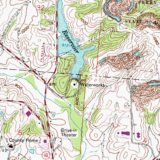 Topographic Map of New Lexington Reservoir Dam, OH