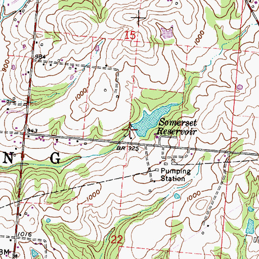 Topographic Map of Somerset Reservoir Dam, OH