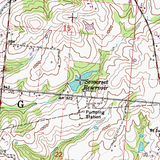 Topographic Map of Somerset Reservoir, OH