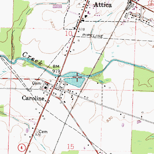 Topographic Map of Attica Upground Reservoir Dam, OH