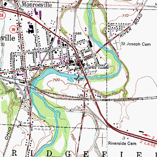 Topographic Map of Monroeville Low Head Reservoir, OH