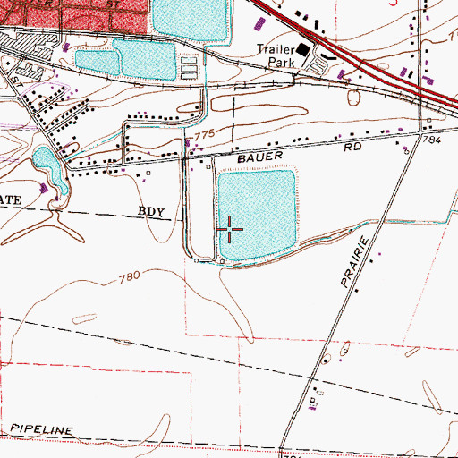 Topographic Map of Bellevue Upground Reservoir Number Four Dam, OH