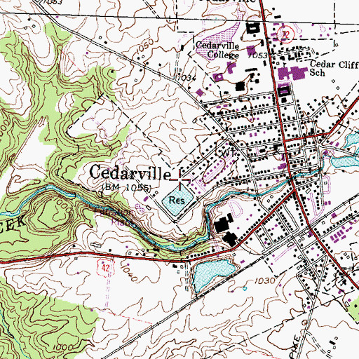 Topographic Map of Cedarville Reservoir Dam, OH