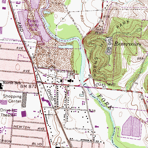 Topographic Map of Newark Low Head Reservoir, OH